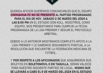 No se presentó Chihuahua FC el sábado para juego contra los Cabos United