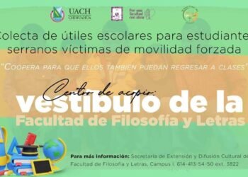 Lanza Filosofía y Letras de la UACH colecta de útiles escolares para niñas y niños desplazados por violencia en la Sierra